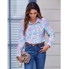 Zeagoo Button Down Shirts for Women Dressy Printed Long Sleeve Blouse(Cx183)