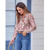 Zeagoo Button Down Shirts for Women Dressy Printed Long Sleeve Blouse(Cx244)