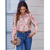 Zeagoo Button Down Shirts for Women Dressy Printed Long Sleeve Blouse(Cx244)