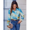 Zeagoo Button Down Shirts for Women Dressy Printed Long Sleeve Blouse(Cx274)
