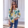 Zeagoo Button Down Shirts for Women Dressy Printed Long Sleeve Blouse(Dh637)