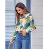 Zeagoo Button Down Shirts for Women Dressy Printed Long Sleeve Blouse(Dh637)