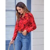 Zeagoo Button Down Shirts for Women Dressy Printed Long Sleeve Blouse(Dh698)