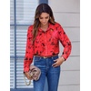 Zeagoo Button Down Shirts for Women Dressy Printed Long Sleeve Blouse(Dh698)