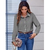 Zeagoo Button Down Shirts for Women Dressy Printed Long Sleeve Blouse(Houndstooth)