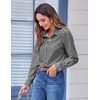 Zeagoo Button Down Shirts for Women Dressy Printed Long Sleeve Blouse(Houndstooth)