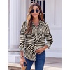 Zeagoo Button Down Shirts for Women Dressy Printed Long Sleeve Blouse(Irregular Stripe)