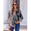 Zeagoo Button Down Shirts for Women Dressy Printed Long Sleeve Blouse(Khaki Marble Print)