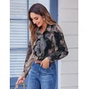 Zeagoo Button Down Shirts for Women Dressy Printed Long Sleeve Blouse(Khaki Marble Print)