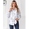 Zeagoo Button Down Shirts for Women Dressy Printed Long Sleeve Blouse(Leaf White 106)