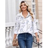 Zeagoo Button Down Shirts for Women Dressy Printed Long Sleeve Blouse(Leaf White 106)