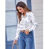 Zeagoo Button Down Shirts for Women Dressy Printed Long Sleeve Blouse(Leaf White 106)