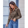 Zeagoo Button Down Shirts for Women Dressy Printed Long Sleeve Blouse(Leopard)