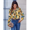 Zeagoo Button Down Shirts for Women Dressy Printed Long Sleeve Blouse(Multicolor 579)
