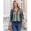 Zeagoo Button Down Shirts for Women Dressy Printed Long Sleeve Blouse(Multicolor Stripe)
