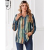 Zeagoo Button Down Shirts for Women Dressy Printed Long Sleeve Blouse(Multicolor Stripe)