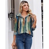 Zeagoo Button Down Shirts for Women Dressy Printed Long Sleeve Blouse(Multicolor Stripe)