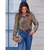 Zeagoo Button Down Shirts for Women Dressy Printed Long Sleeve Blouse(Mz721)