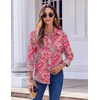 Zeagoo Button Down Shirts for Women Dressy Printed Long Sleeve Blouse(Mz750)
