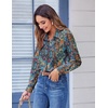Zeagoo Button Down Shirts for Women Dressy Printed Long Sleeve Blouse(Mz779)