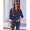 Zeagoo Button Down Shirts for Women Dressy Printed Long Sleeve Blouse(Navy White Floral)