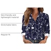 Zeagoo Button Down Shirts for Women Dressy Printed Long Sleeve Blouse(Navy White Floral)