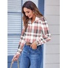 Zeagoo Button Down Shirts for Women Dressy Printed Long Sleeve Blouse(Pink Plaid)