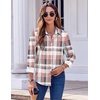 Zeagoo Button Down Shirts for Women Dressy Printed Long Sleeve Blouse(Pink Plaid)