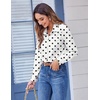 Zeagoo Button Down Shirts for Women Dressy Printed Long Sleeve Blouse(Polka Dots White 592)