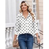 Zeagoo Button Down Shirts for Women Dressy Printed Long Sleeve Blouse(Polka Dots White 592)