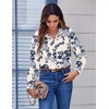 Zeagoo Button Down Shirts for Women Dressy Printed Long Sleeve Blouse(Sf198)