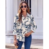 Zeagoo Button Down Shirts for Women Dressy Printed Long Sleeve Blouse(Sf198)