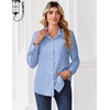 Zeagoo Button Down Shirts for Women Dressy Printed Long Sleeve Blouse(Stripe Blue 273)