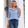 Zeagoo Button Down Shirts for Women Dressy Printed Long Sleeve Blouse(Stripe Blue 273)