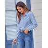 Zeagoo Button Down Shirts for Women Dressy Printed Long Sleeve Blouse(Stripe Blue 273)