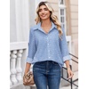 Zeagoo Button Down Shirts for Women Dressy Printed Long Sleeve Blouse(Stripe Blue 273)