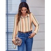 Zeagoo Button Down Shirts for Women Dressy Printed Long Sleeve Blouse(Stripe Multicolor)