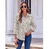 Zeagoo Button Down Shirts for Women Dressy Printed Long Sleeve Blouse(Xh216)