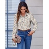 Zeagoo Button Down Shirts for Women Dressy Printed Long Sleeve Blouse(Xh216)