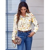 Zeagoo Button Down Shirts for Women Dressy Printed Long Sleeve Blouse(Xh403)