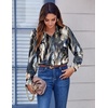 Zeagoo Button Down Shirts for Women Dressy Printed Long Sleeve Blouse(Zr220)