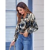 Zeagoo Button Down Shirts for Women Dressy Printed Long Sleeve Blouse(Zr220)