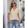 Zeagoo Button Down Shirts for Women Short Sleeve Tops V Neck Collar Blouses Business Casual Outfits(Beige)