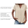 Zeagoo Button Down Shirts for Women Short Sleeve Tops V Neck Collar Blouses Business Casual Outfits(Beige)