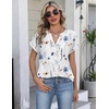 Zeagoo Button Down Shirts for Women Short Sleeve Tops V Neck Collar Blouses Business Casual Outfits(Bf290)