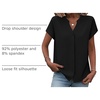 Zeagoo Button Down Shirts for Women Short Sleeve Tops V Neck Collar Blouses Business Casual Outfits(Black)