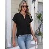 Zeagoo Button Down Shirts for Women Short Sleeve Tops V Neck Collar Blouses Business Casual Outfits(Black)