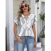 Zeagoo Button Down Shirts for Women Short Sleeve Tops V Neck Collar Blouses Business Casual Outfits(Jh611)
