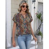 Zeagoo Button Down Shirts for Women Short Sleeve Tops V Neck Collar Blouses Business Casual Outfits(Mz721)