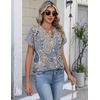 Zeagoo Button Down Shirts for Women Short Sleeve Tops V Neck Collar Blouses Business Casual Outfits(Mz919)